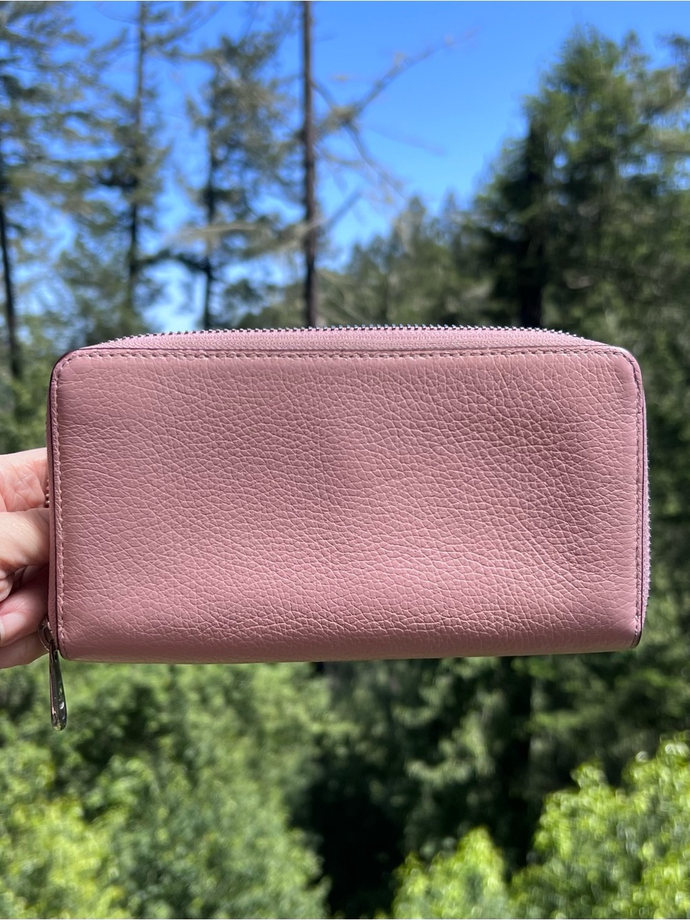 COACH Long Zip-Around Pink Pebble Leather Wallet with Silver Hardware AUTHENTIC - Picture 2 of 11